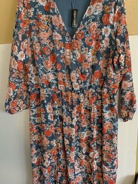 New Look red floral chiffon maxi dress.